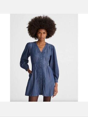 Madewell Denim Button-Front Mini Dress annandale wash Rigid 0 6
